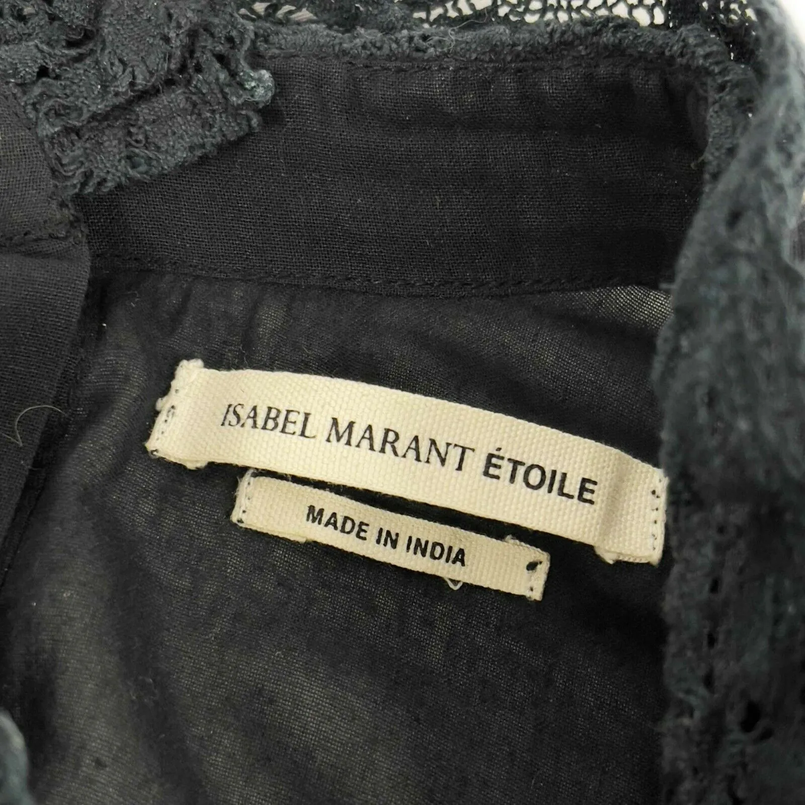 ISABEL MARANT ETOILE - Ria High Neck Lace Blouse - Black - 36 US S