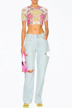 ISLA STRETCH-MESH CROPPED BABY TEE