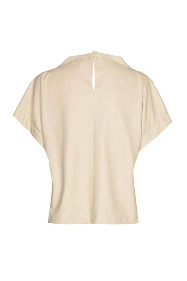 IVORY SHORT STRAIGHT ECO-LEATHER TOP