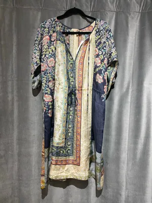 Johnny Was Floral Print Short Sleeve Shift Dress with Draw String