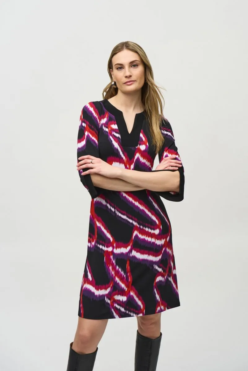 Joseph Ribkoff Black/Multi Abstract Print Shift Dress 244249