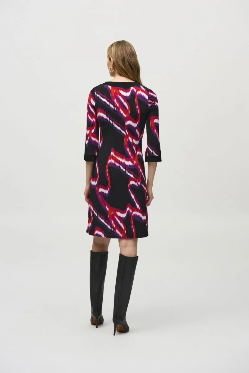 Joseph Ribkoff Black/Multi Abstract Print Shift Dress 244249