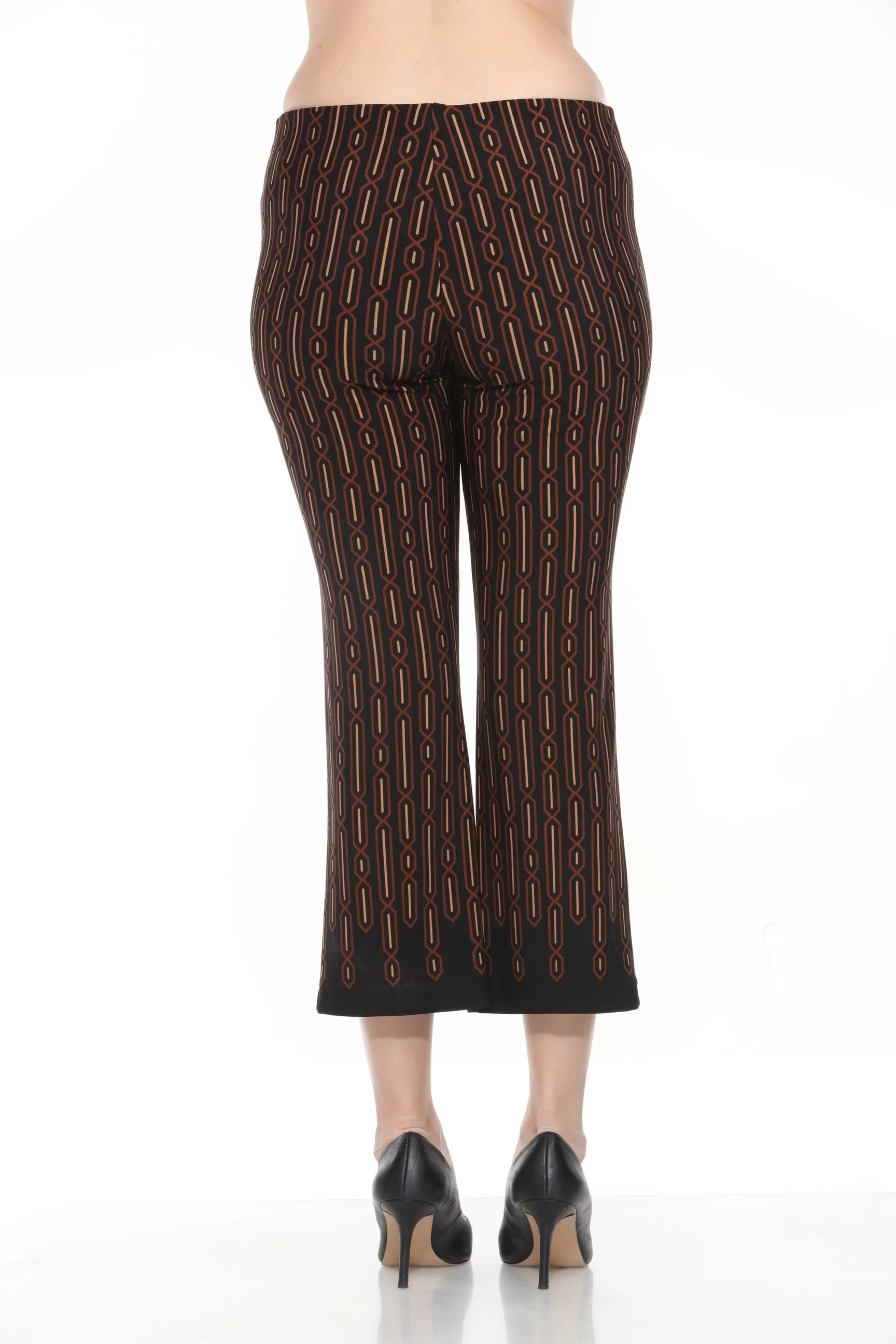 Joseph Ribkoff Black/Multi Geometric High-Waist Flare Trousers 244148