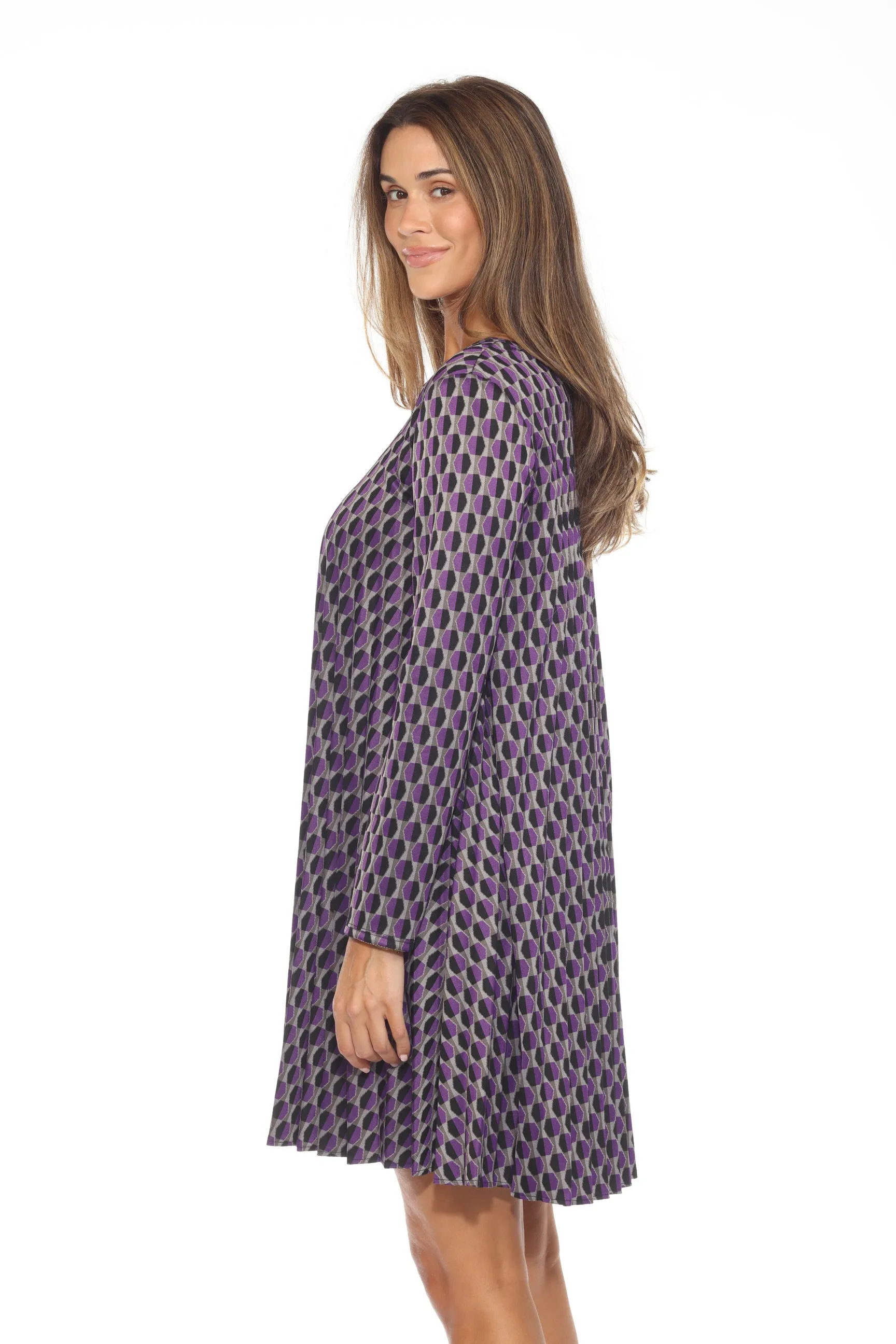 Joseph Ribkoff Black/Multi Geometric Knit Shift Dress 243208