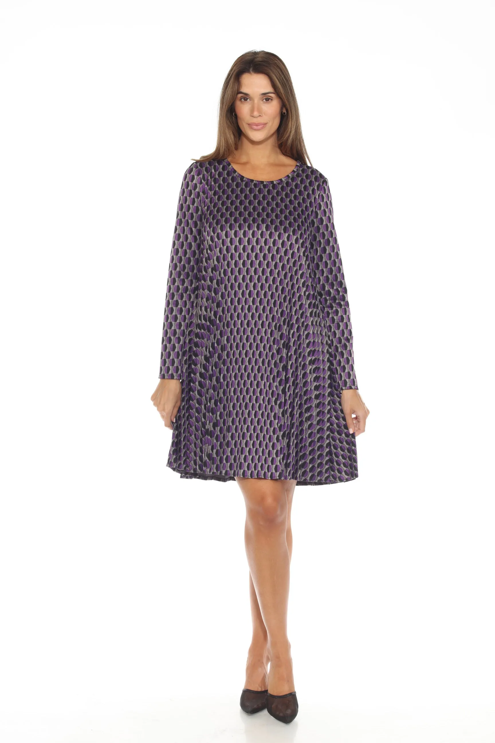 Joseph Ribkoff Black/Multi Geometric Knit Shift Dress 243208