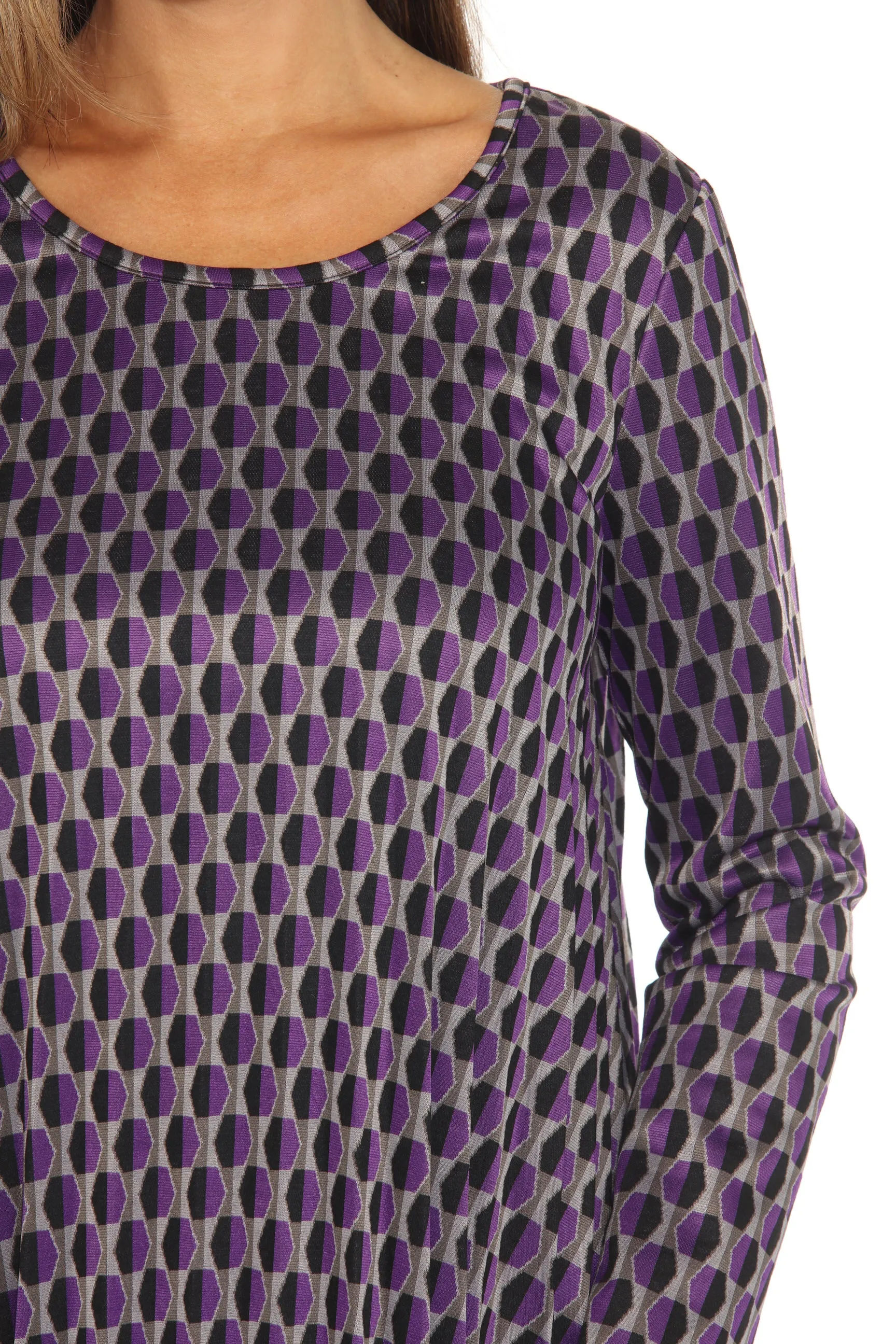 Joseph Ribkoff Black/Multi Geometric Knit Shift Dress 243208