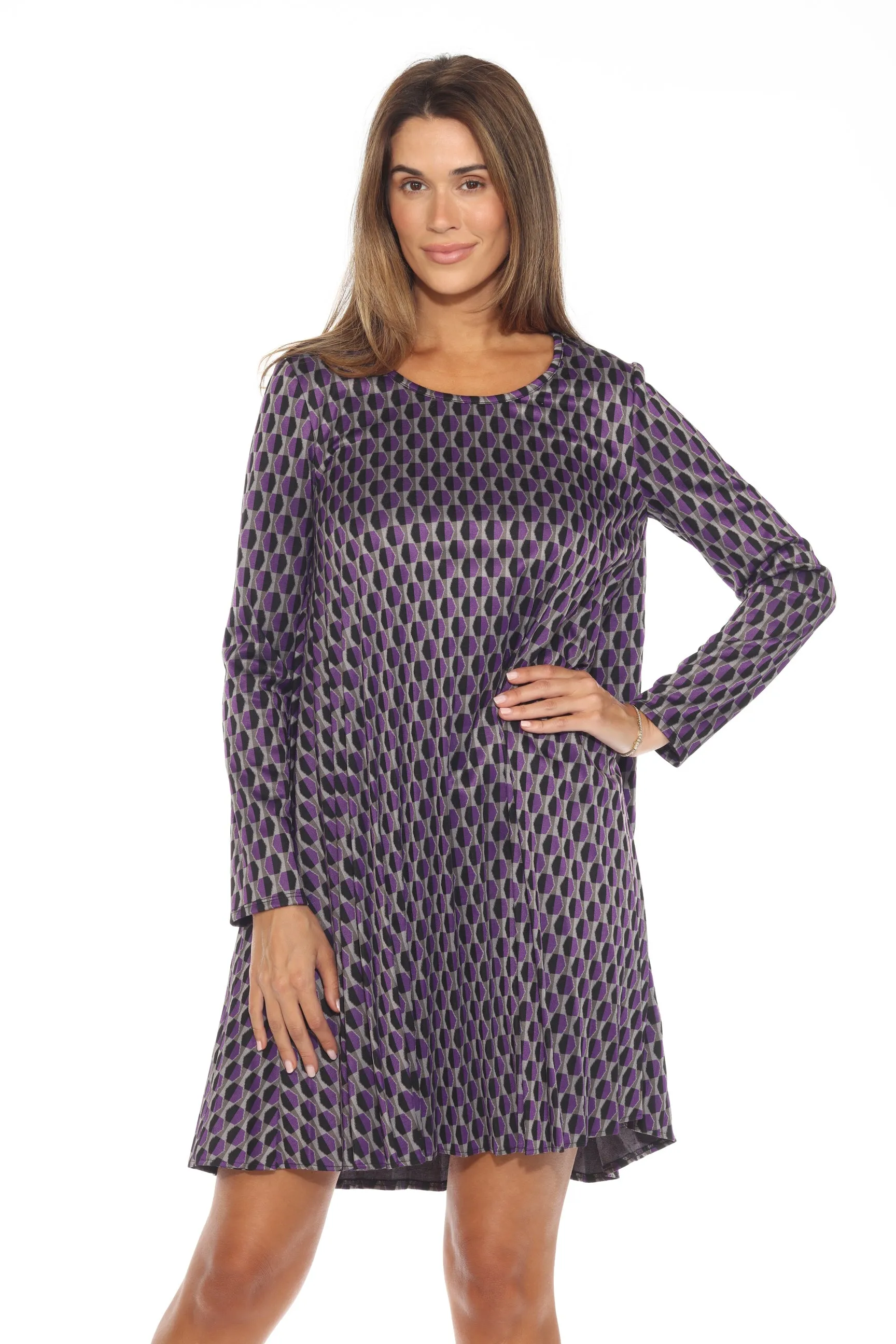 Joseph Ribkoff Black/Multi Geometric Knit Shift Dress 243208
