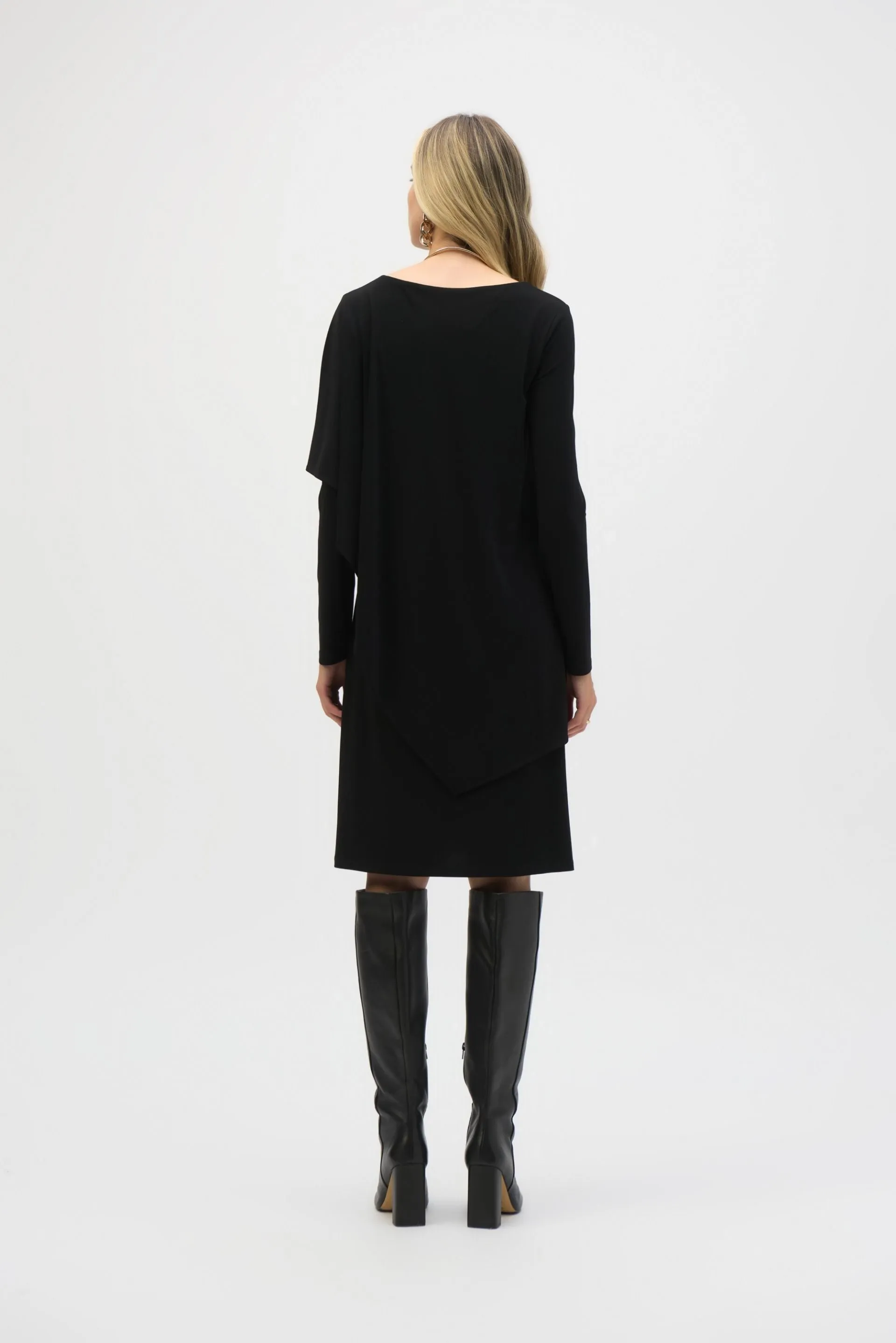 Joseph Ribkoff Draped Overlay V-Neck Shift Dress 244040
