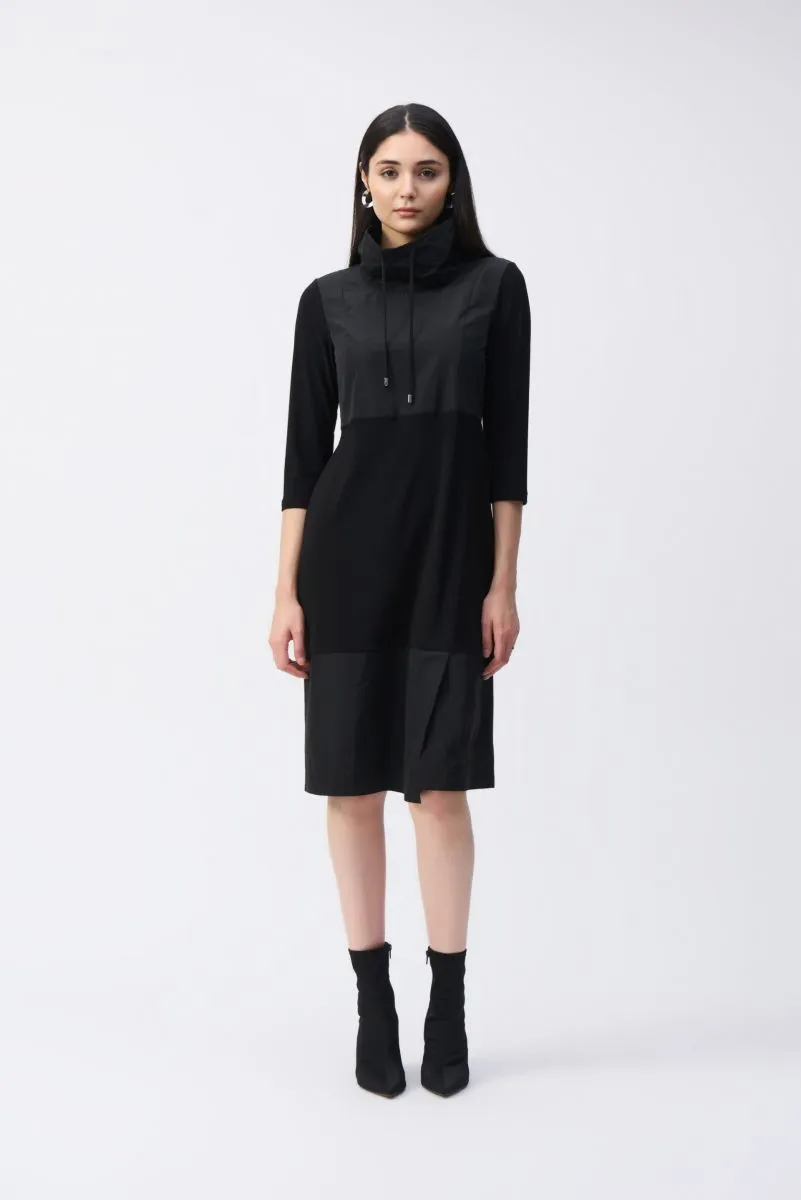 Joseph Ribkoff Drawstring Cowl Neck 3/4 Sleeve Shift Dress 243030