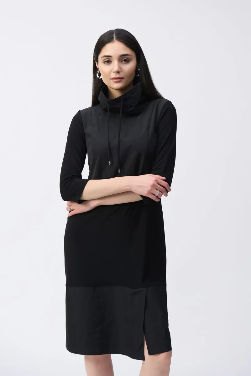 Joseph Ribkoff Drawstring Cowl Neck 3/4 Sleeve Shift Dress 243030