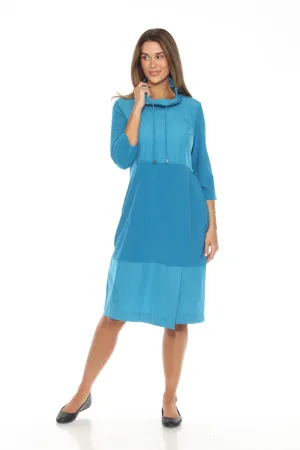 Joseph Ribkoff Drawstring Cowl Neck 3/4 Sleeve Shift Dress 243030