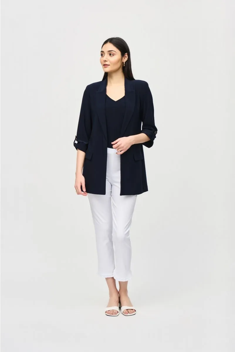 Joseph Ribkoff Ruffled Bias Cut Hem Pull On Cropped Pants 242145