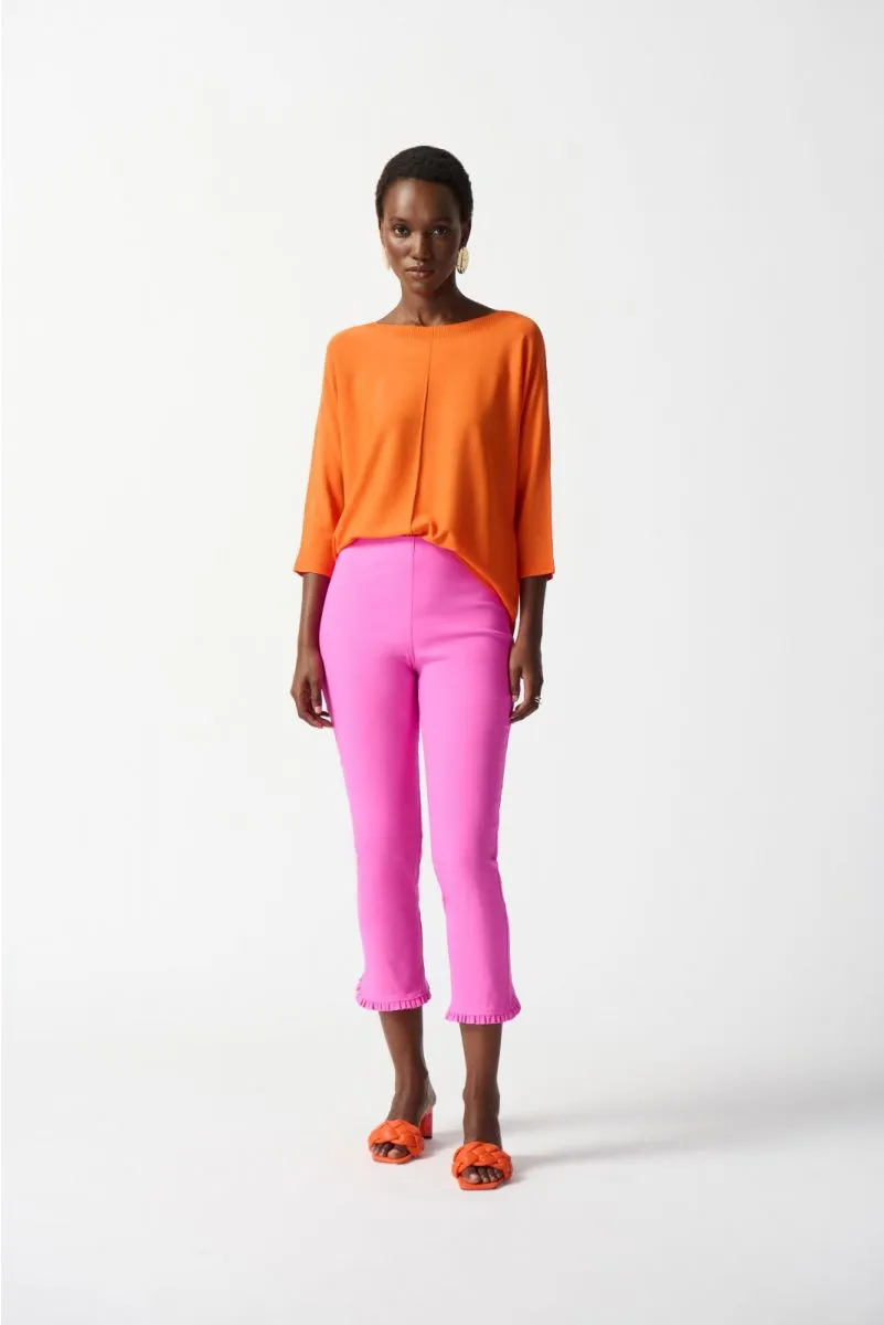 Joseph Ribkoff Ruffled Bias Cut Hem Pull On Cropped Pants 242145