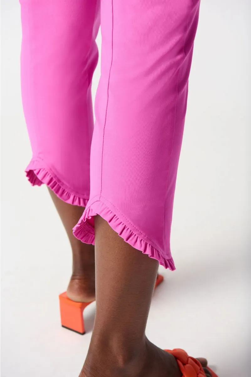Joseph Ribkoff Ruffled Bias Cut Hem Pull On Cropped Pants 242145
