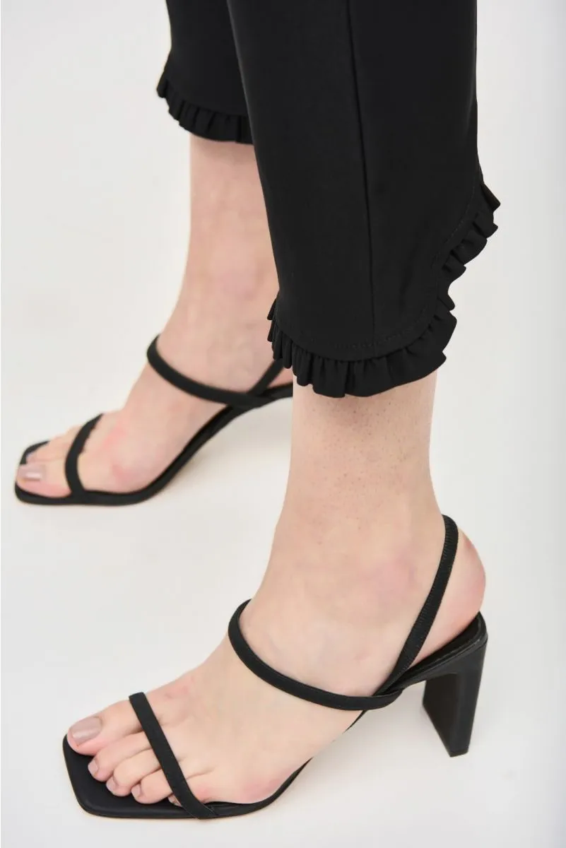 Joseph Ribkoff Ruffled Bias Cut Hem Pull On Cropped Pants 242145