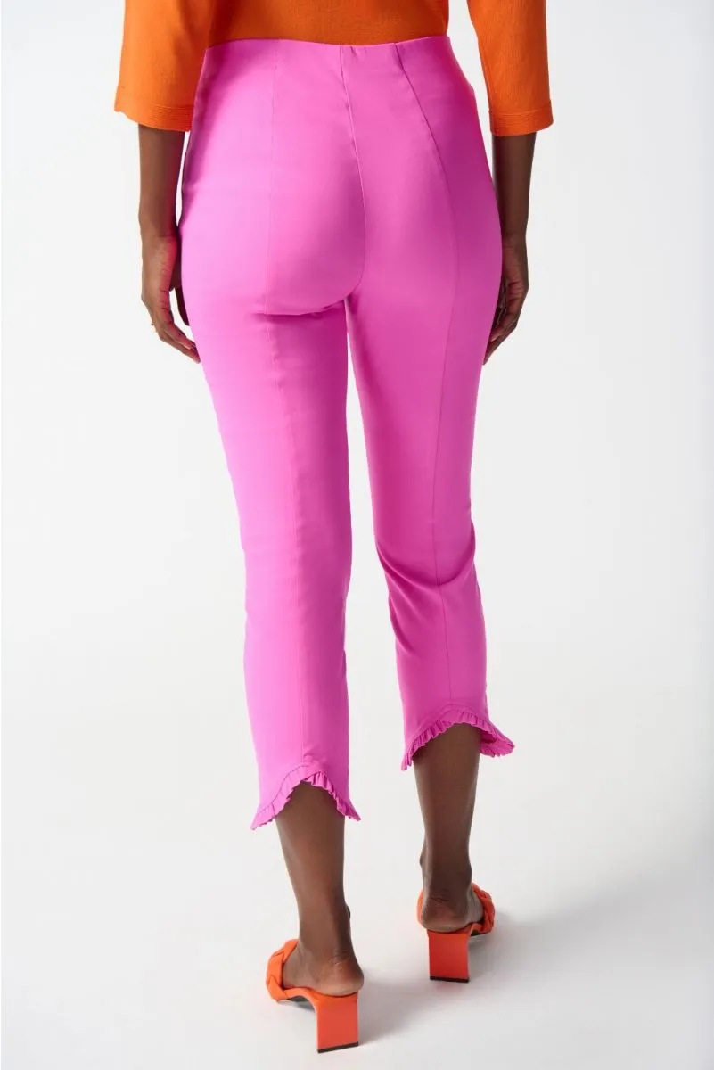 Joseph Ribkoff Ruffled Bias Cut Hem Pull On Cropped Pants 242145