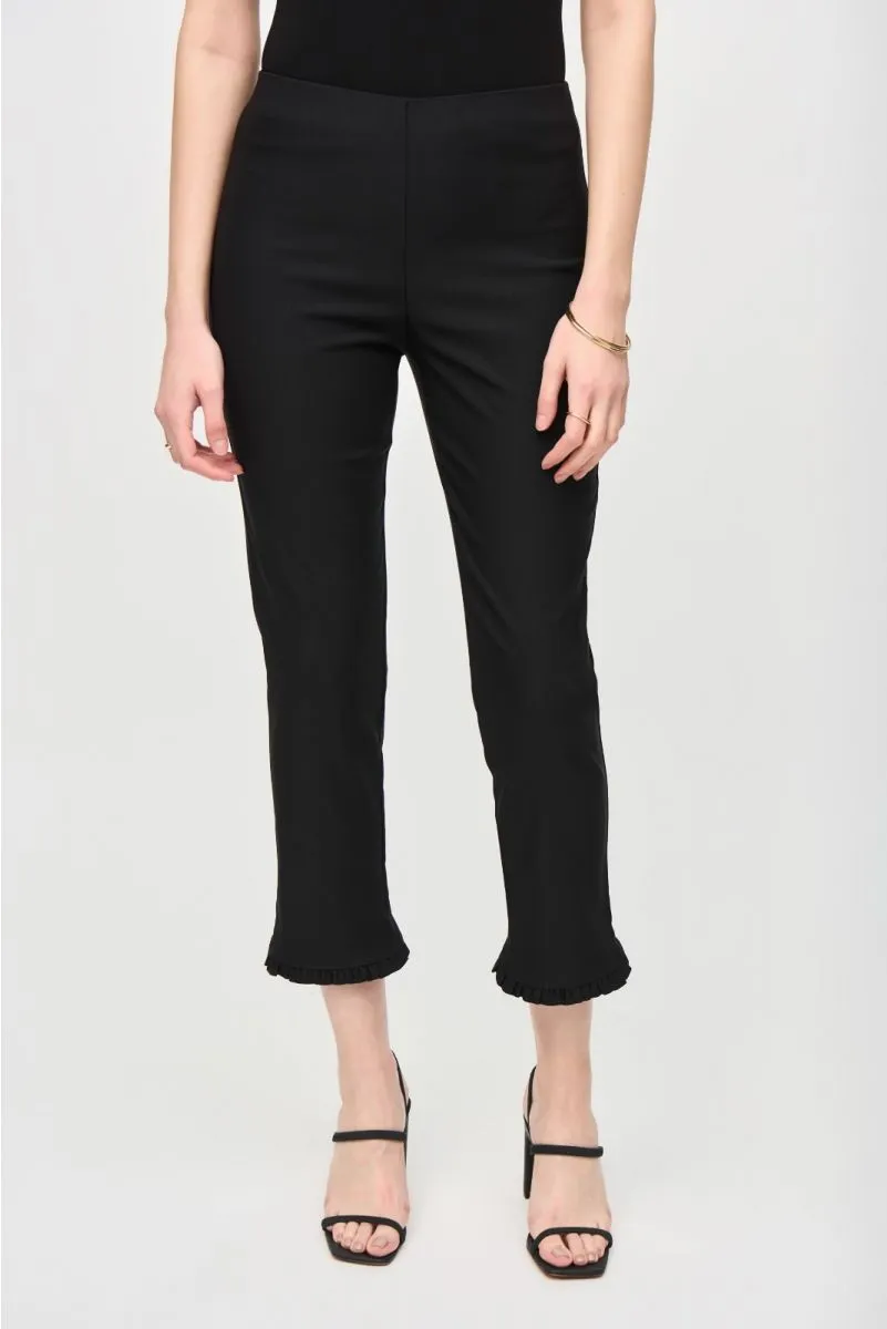 Joseph Ribkoff Ruffled Bias Cut Hem Pull On Cropped Pants 242145
