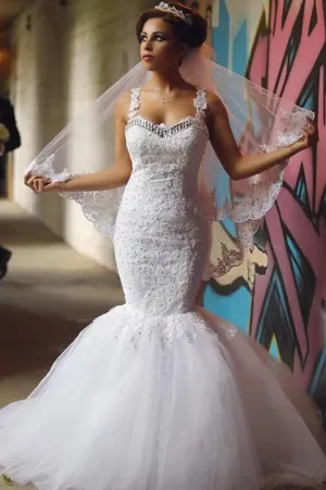 Lace Tulle Trumpet Wedding Gown Dress Online