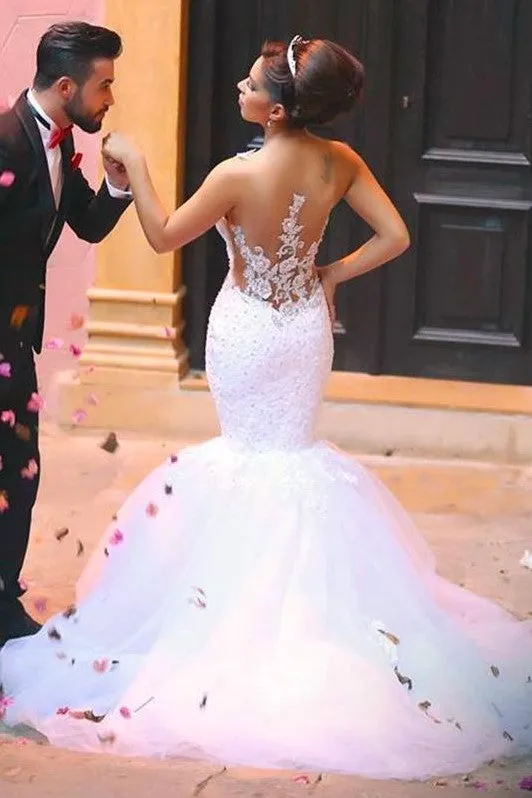 Lace Tulle Trumpet Wedding Gown Dress Online