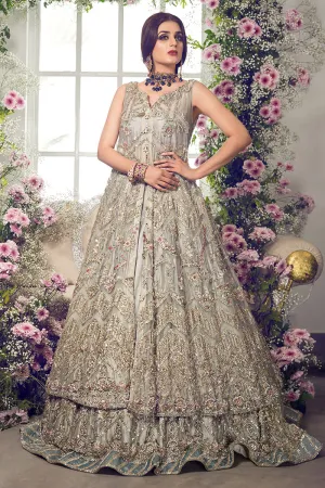 Latest beautiful Pakistani bridal outfit online in ice blue color # B3462