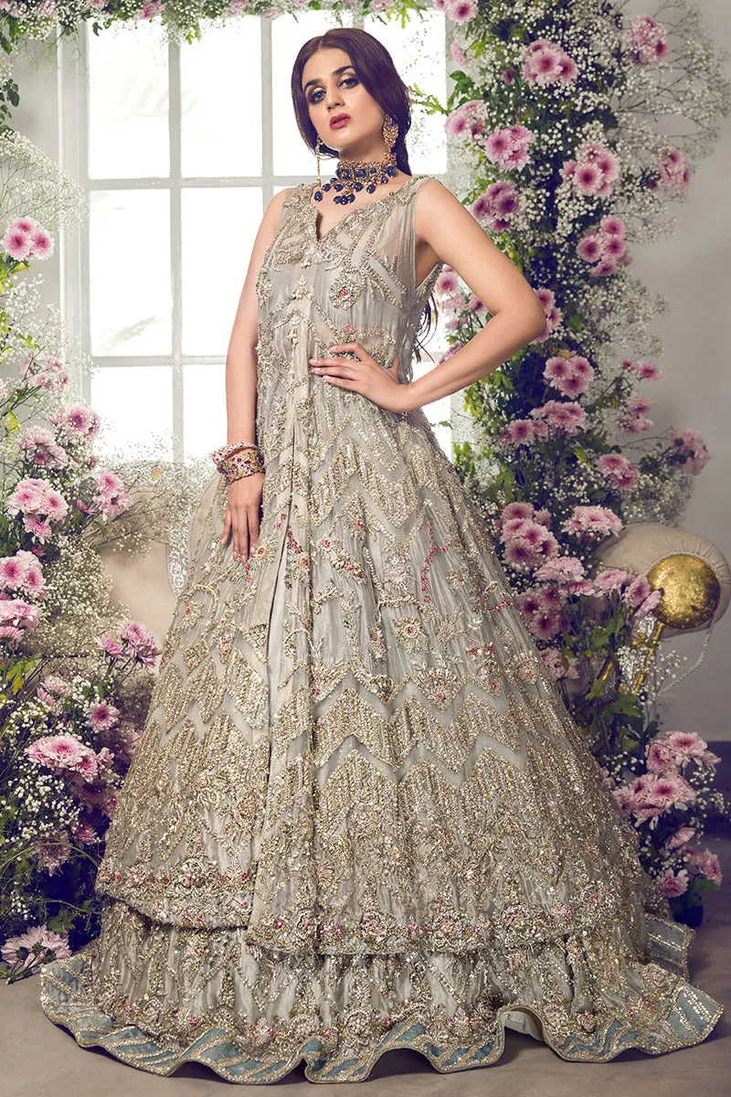 Latest beautiful Pakistani bridal outfit online in ice blue color # B3462