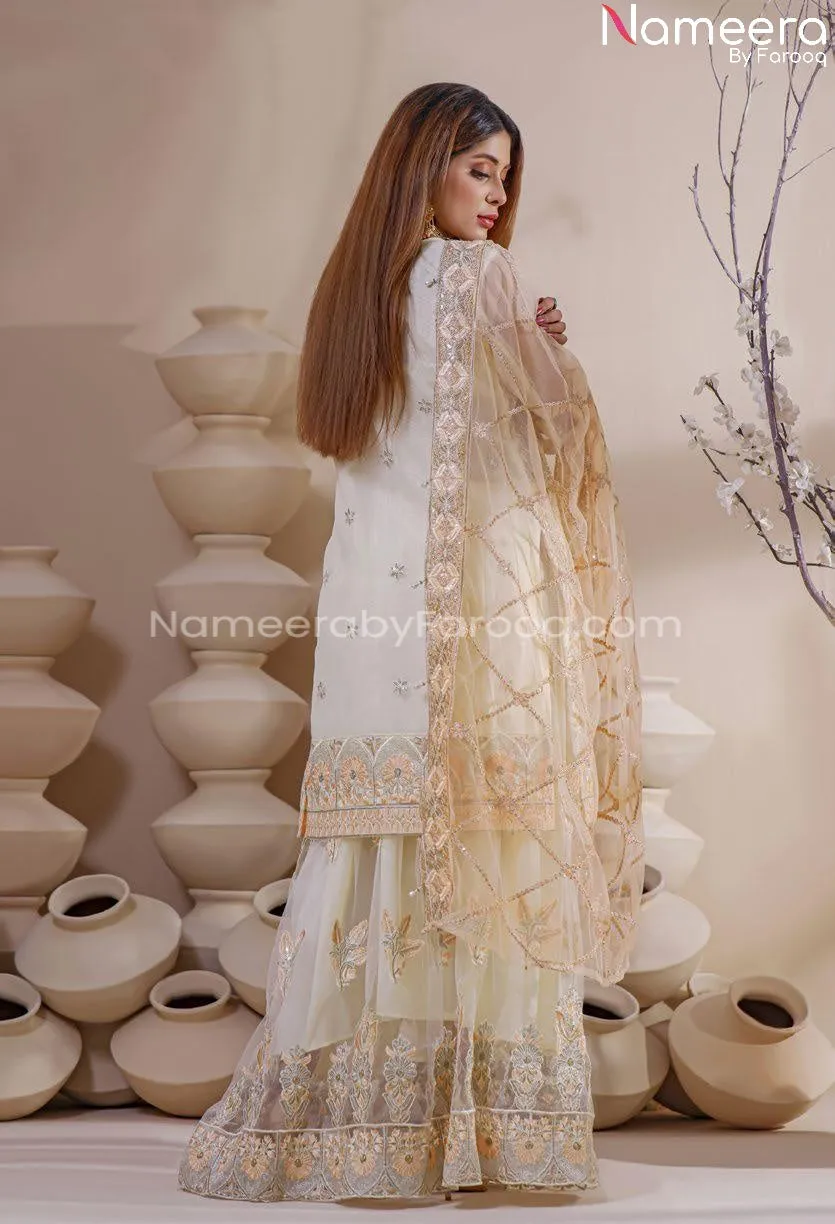 Latest Shirt with Lehenga in White Shade 2021 #PF218