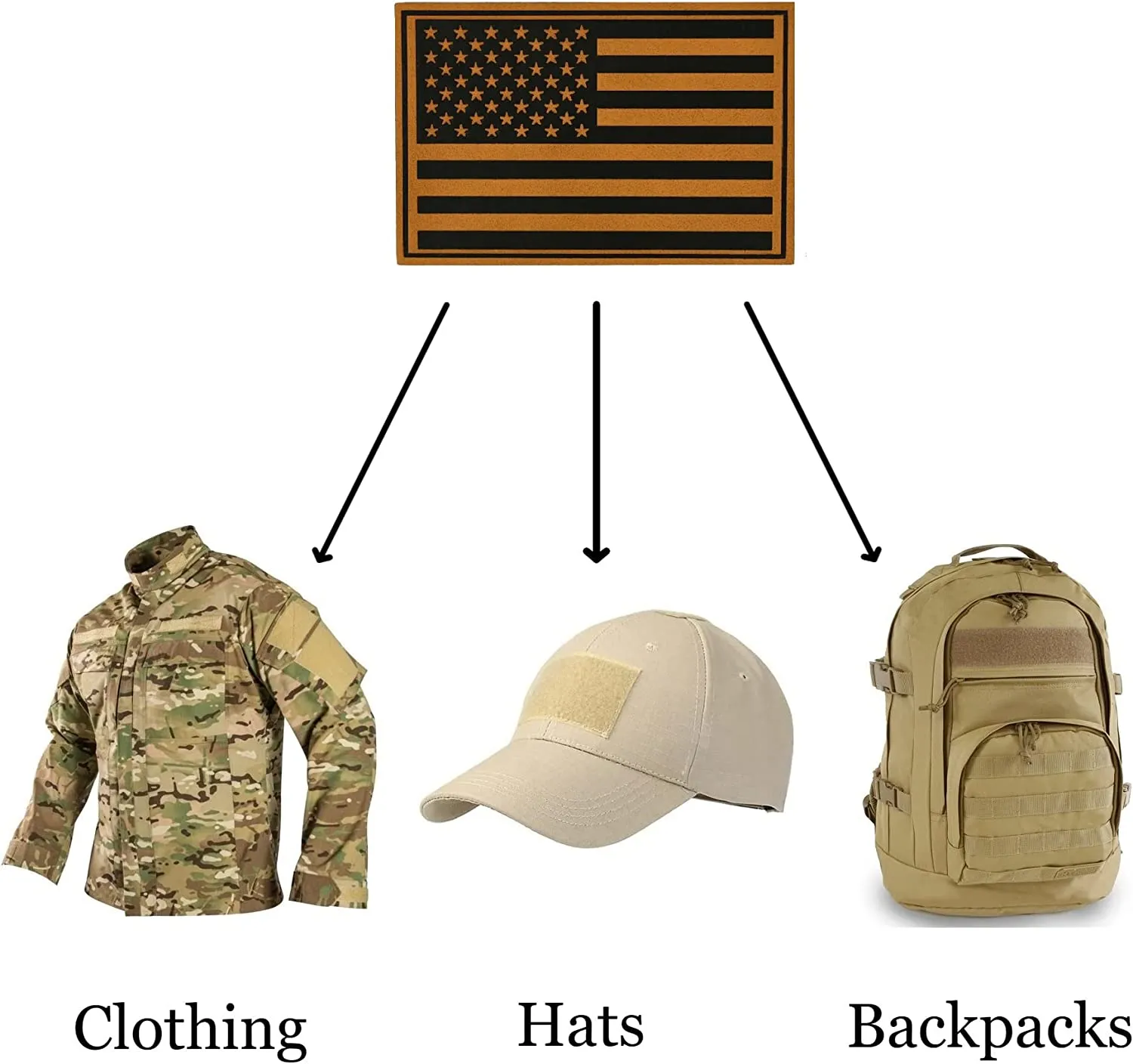 Leather American Flag Tan/Brown Military Tactical Patch