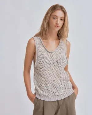 Linen Knit Tank in Sand