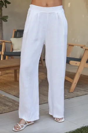 Linen Wide Leg Pant-White-Final Sale