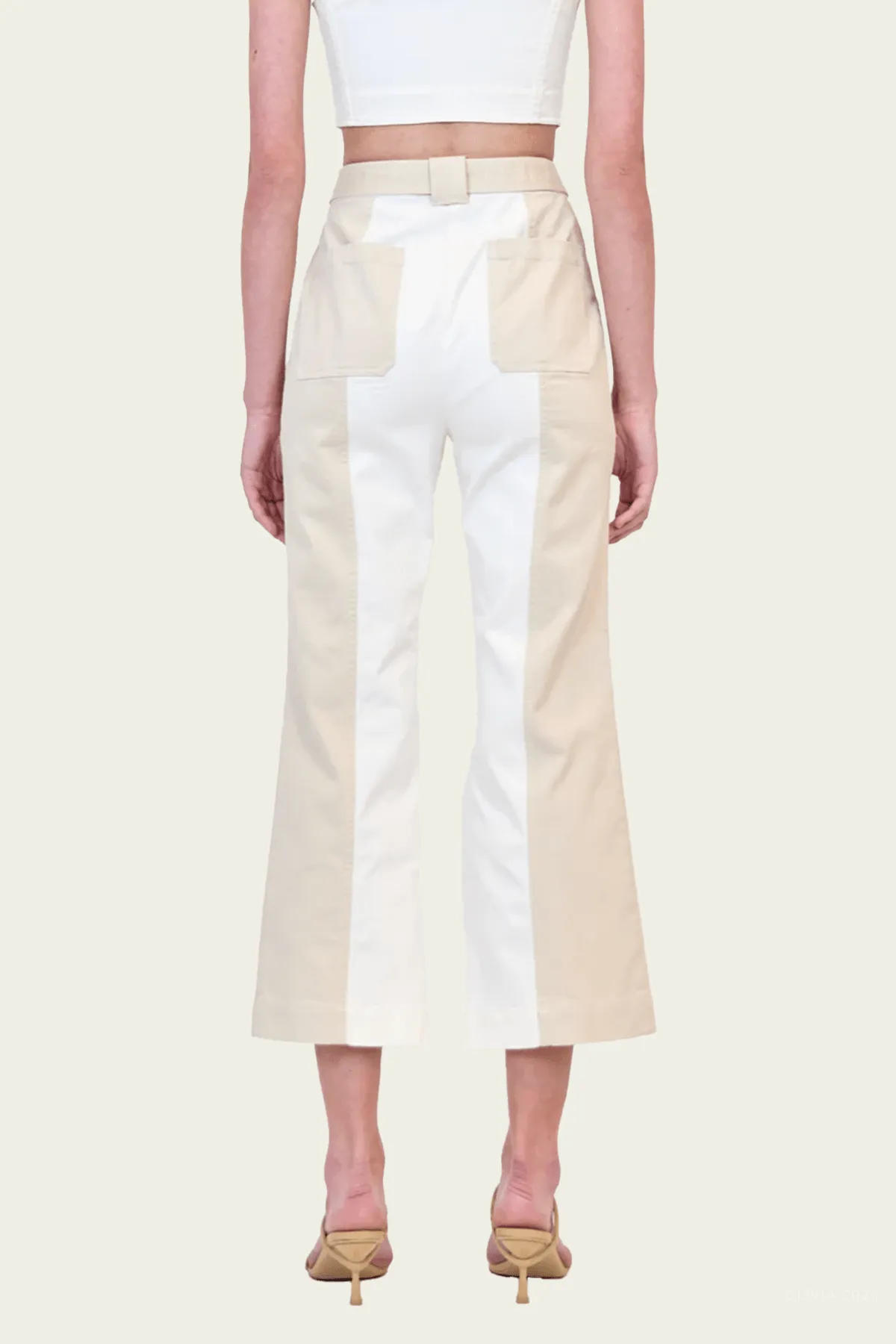 Liza Cropped Pant in Ivory Multi