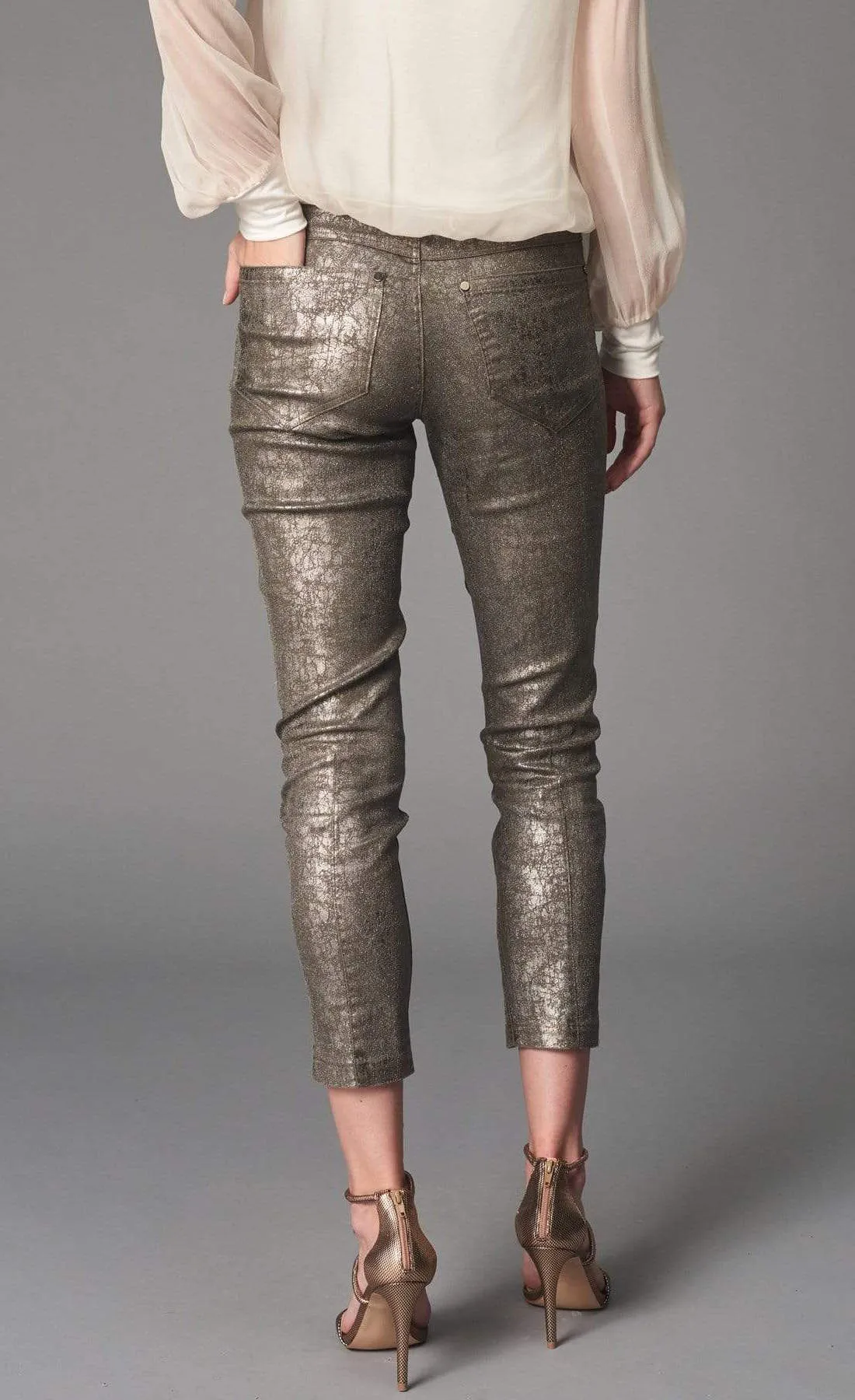 Lola & Sophie Foil Denim Boyfriend Cropped Jean