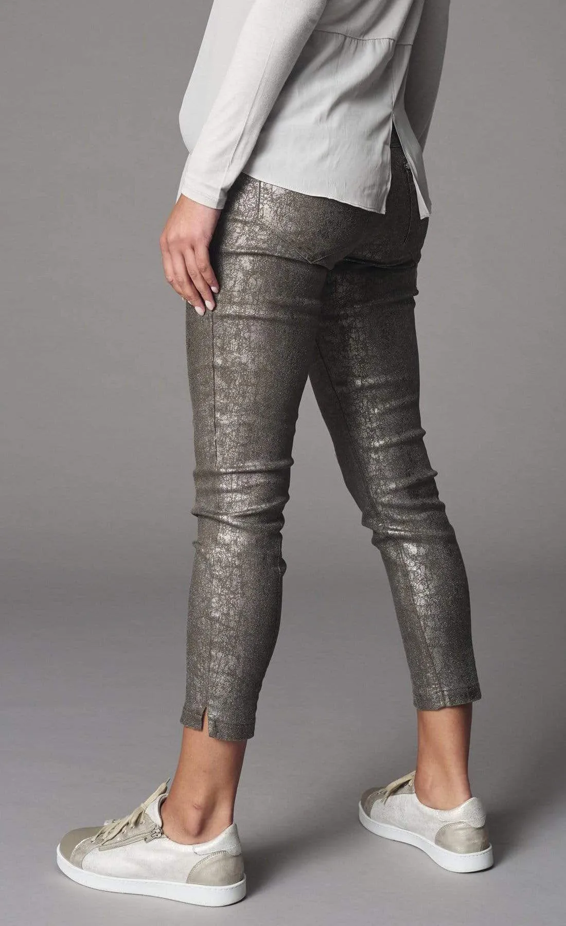 Lola & Sophie Foil Denim Boyfriend Cropped Jean