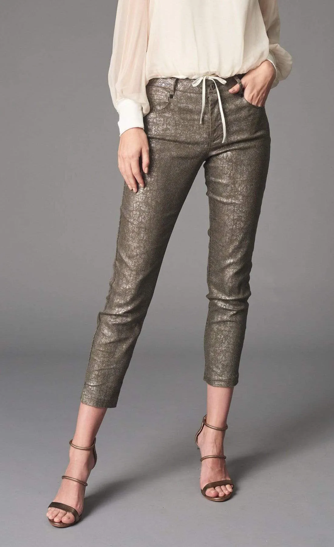 Lola & Sophie Foil Denim Boyfriend Cropped Jean