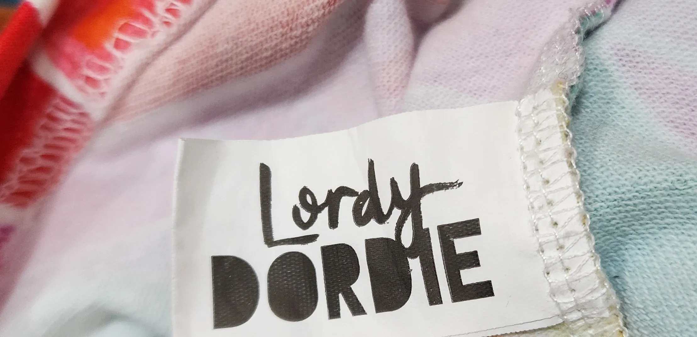 Lordy Dordy rainbow print t-shirt dress size XS, fits 6 and 8