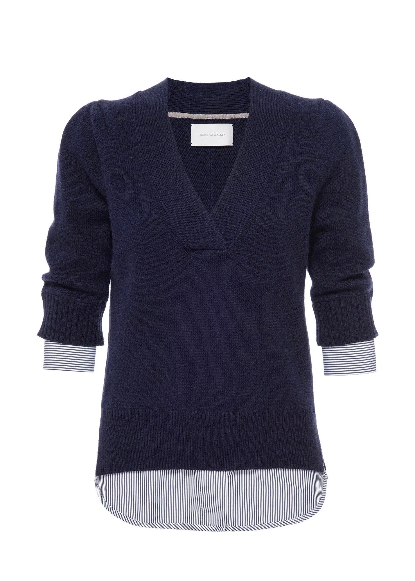 Lucie Layered Vee Looker (Navy/Stripe woven)