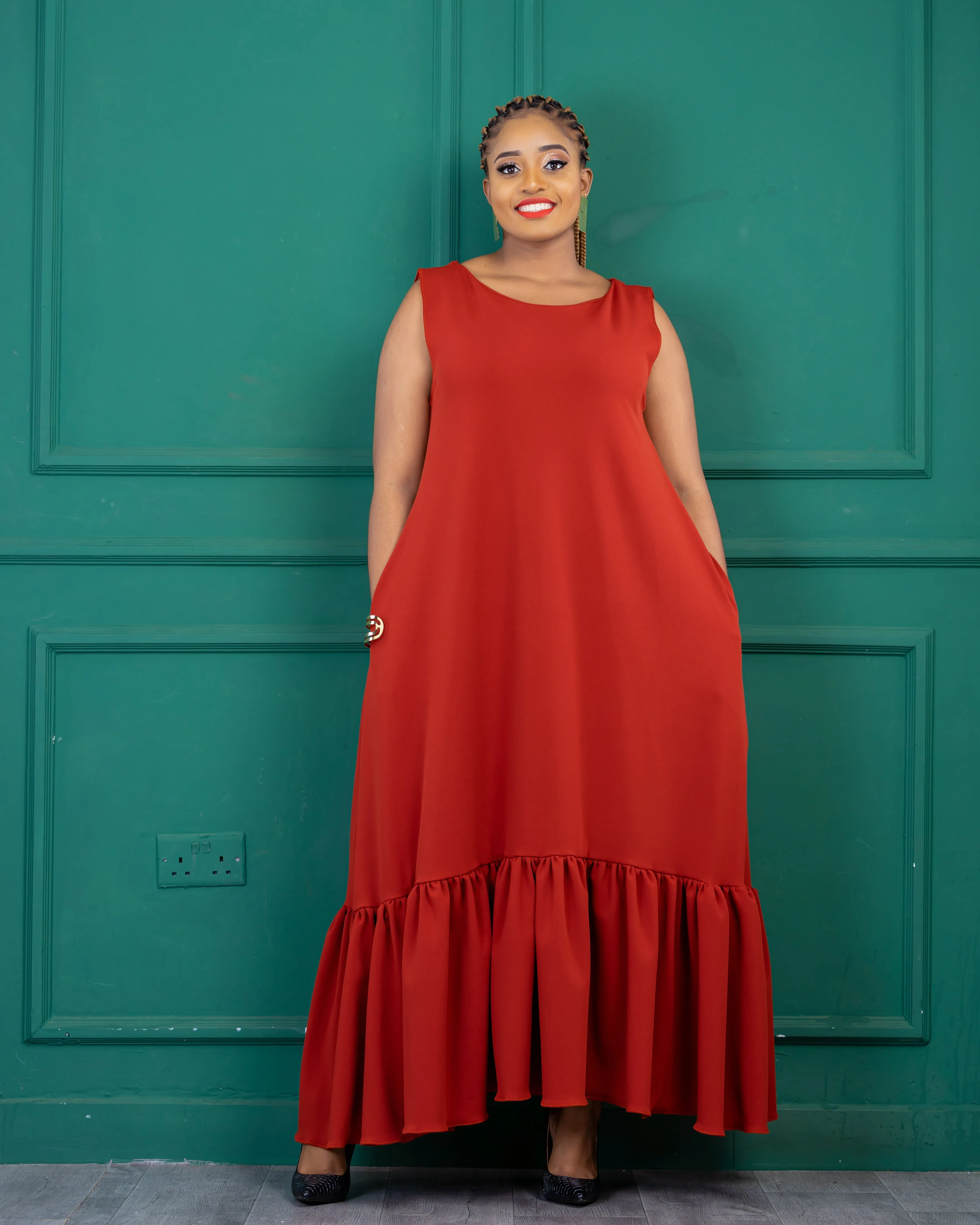 Lugala Maxi Shift Dress - Fire Brown