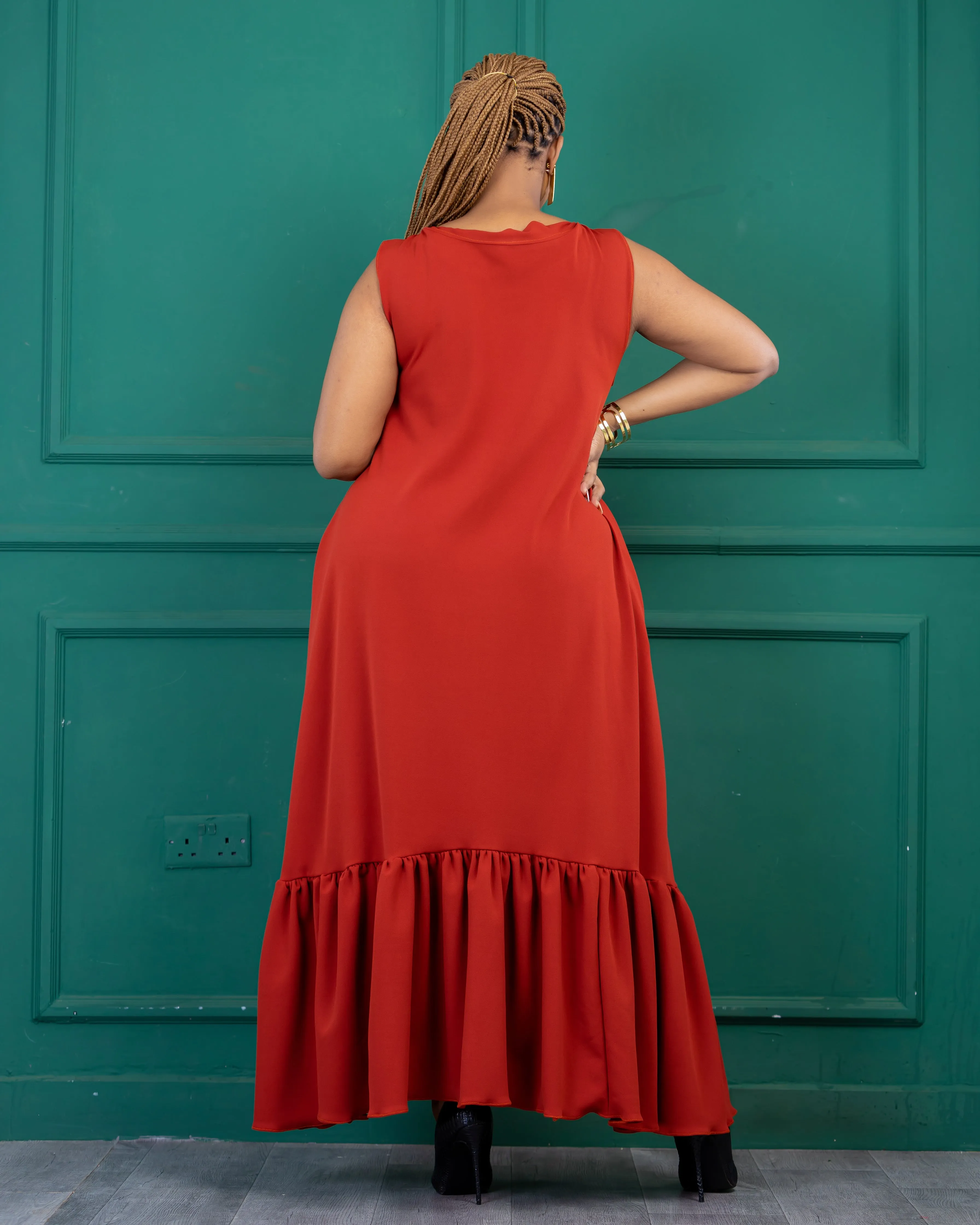 Lugala Maxi Shift Dress - Fire Brown