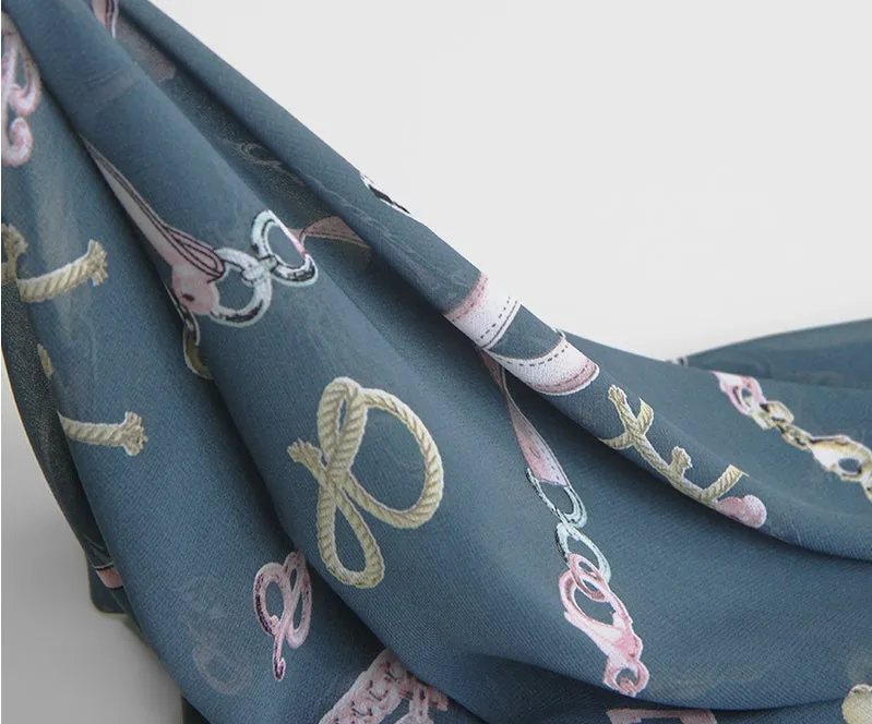 Luxury Chain Chiffon Fabric, Coral Pink, Teal, By the Yard /55985