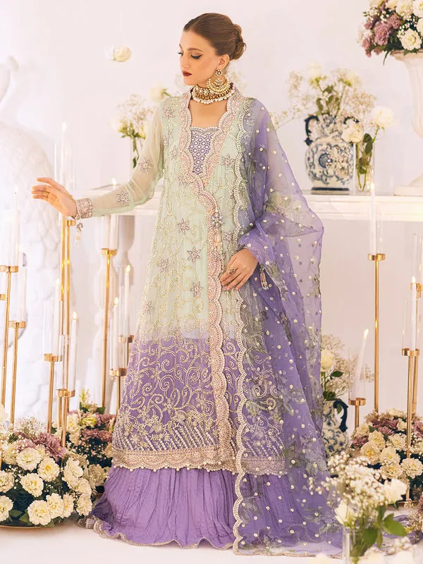 Luxury Mint Green Gown Style Lilac Sharara Pakistani Wedding Dress