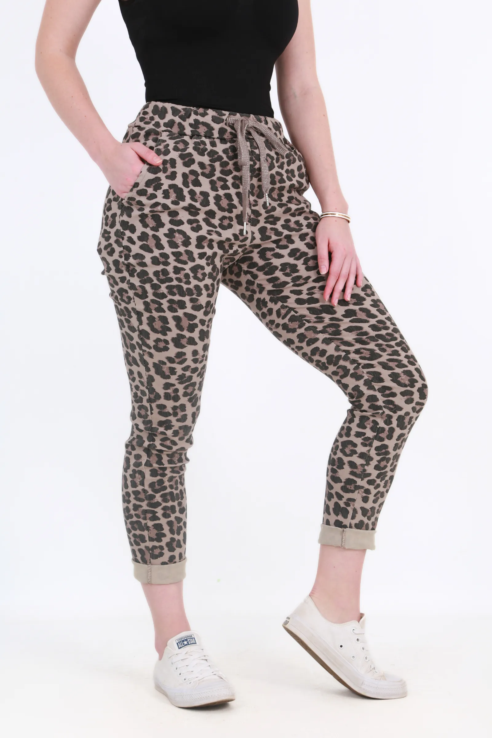 Made in Italy Magic Pants- Brown leopard