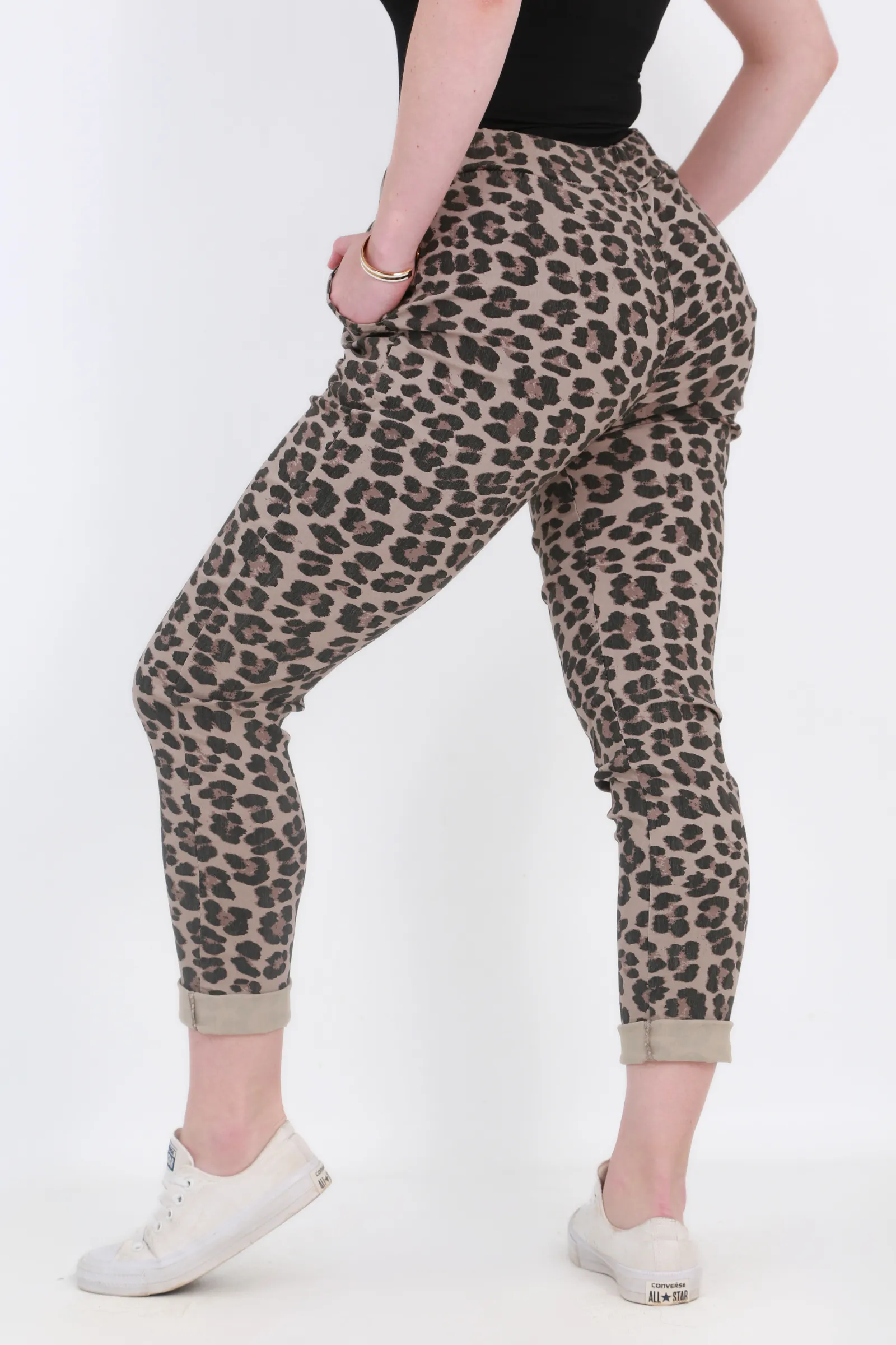 Made in Italy Magic Pants- Brown leopard