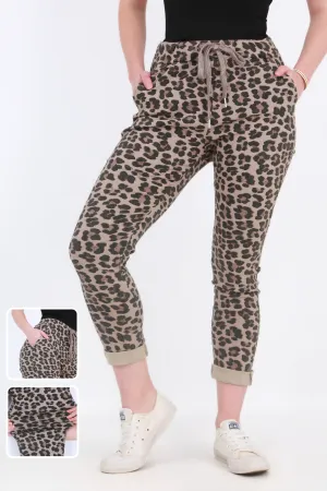 Made in Italy Magic Pants- Brown leopard