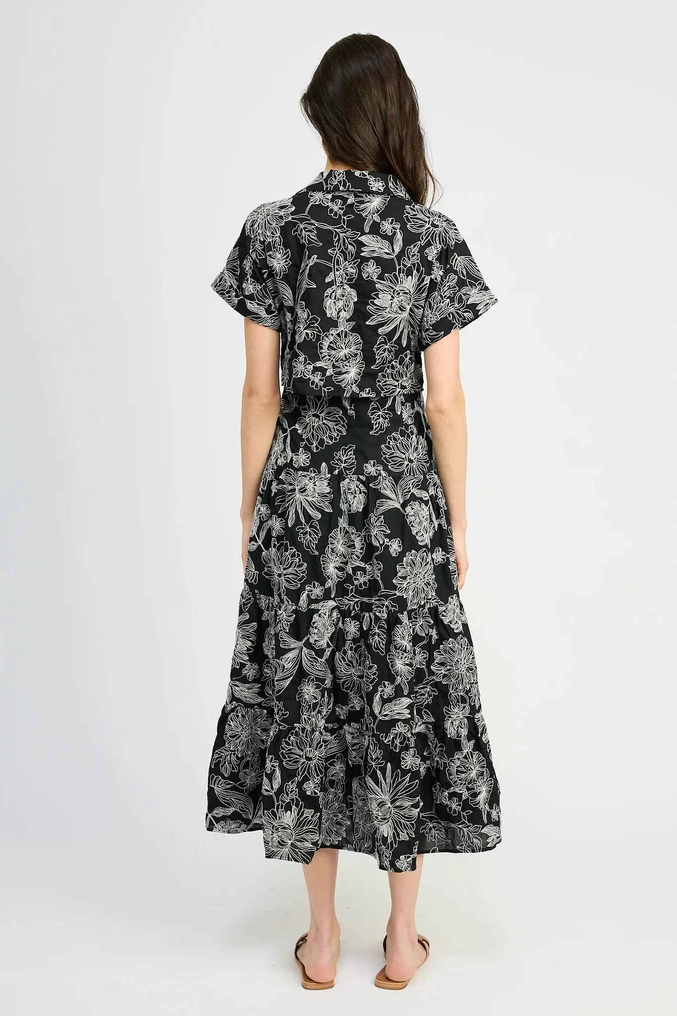 Magdalen Embroidered Maxi Shirt Dress (Black)