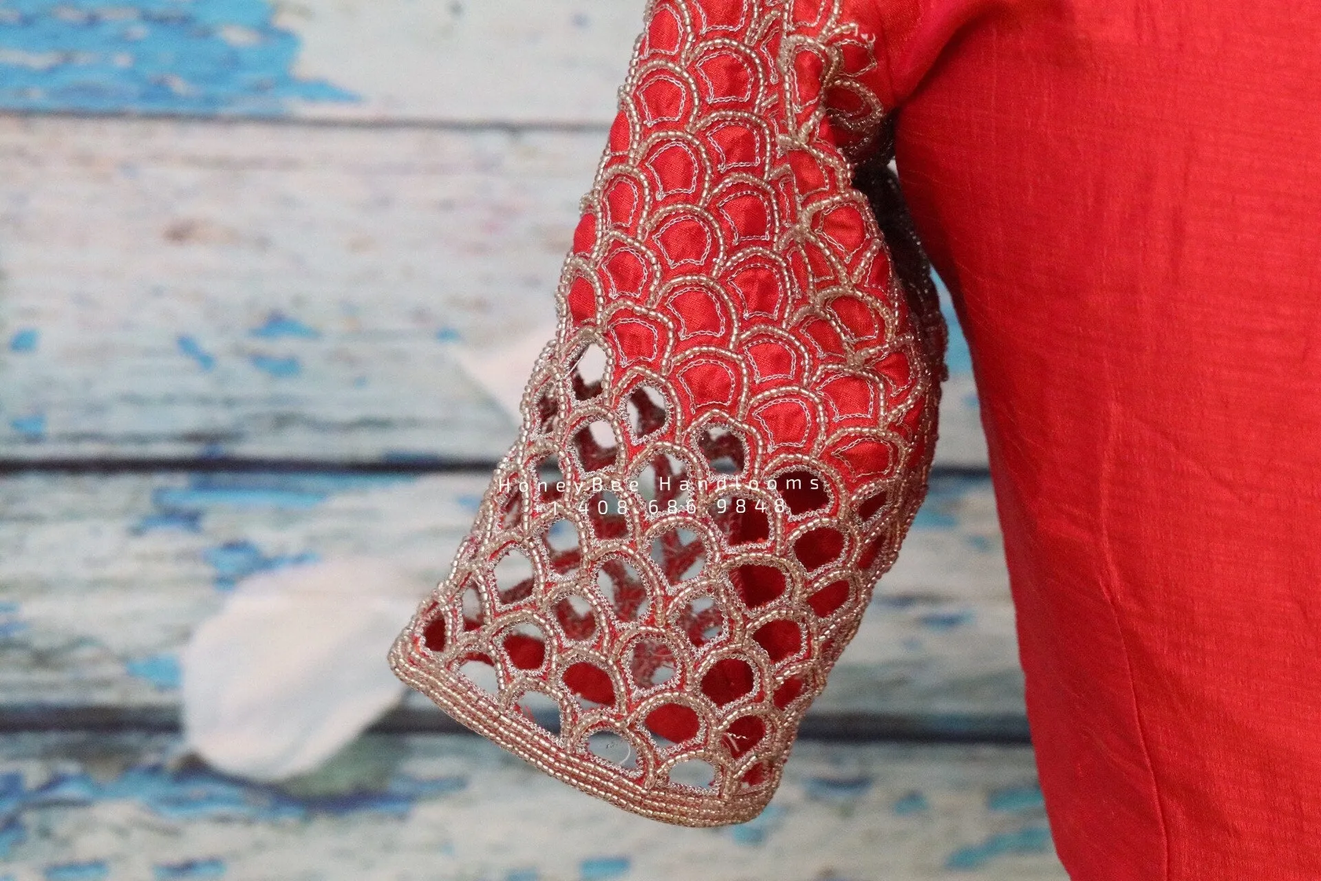 Maggam work designer blouse - Pattu Saree Blouse -hand work blouse - handloom Saree Blouse - peach Saree Blouse - orange Blouse