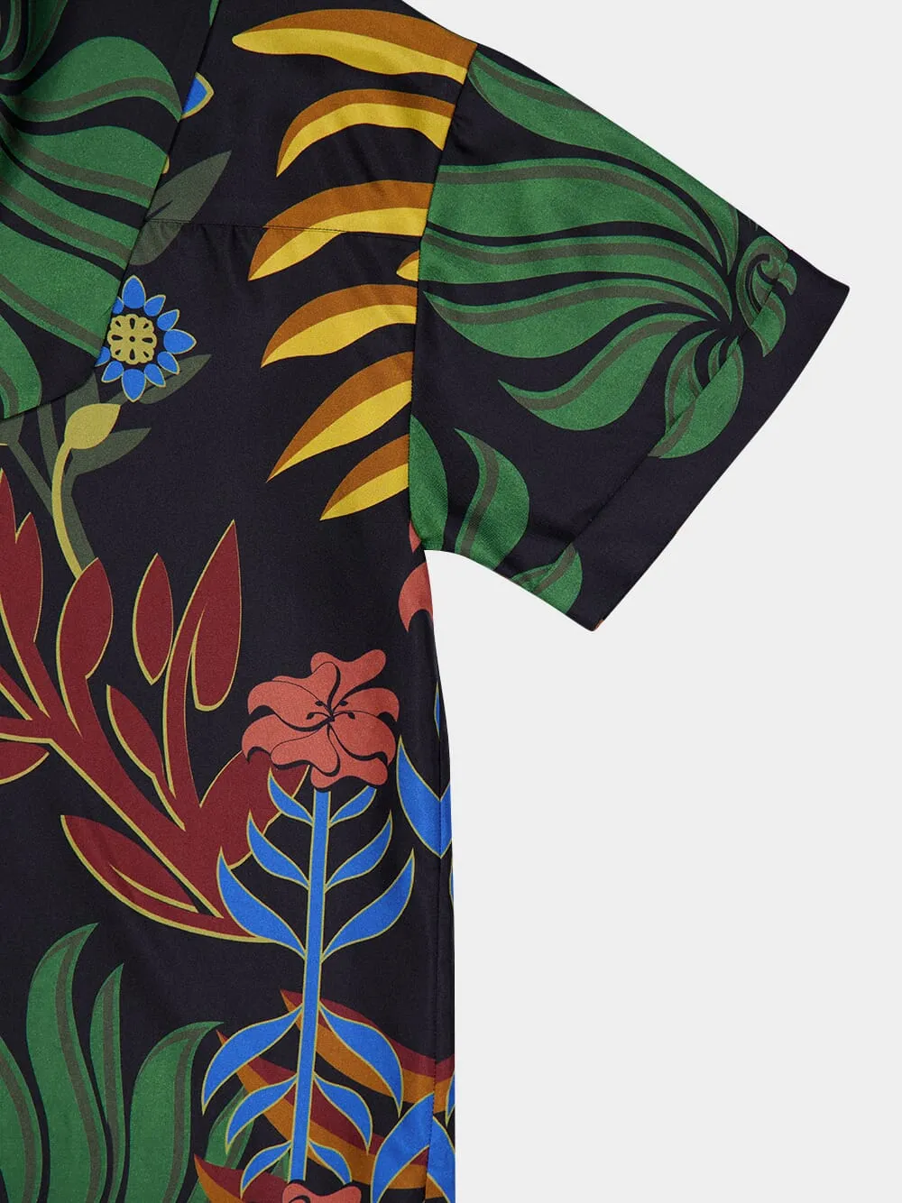 Magnolia Visual Garden Print Printed Silk Twill Top with Scarf