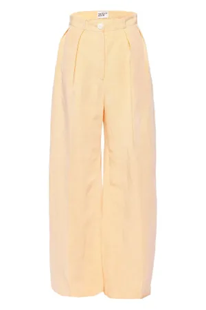 Mango Linen Button Pleated Trouser