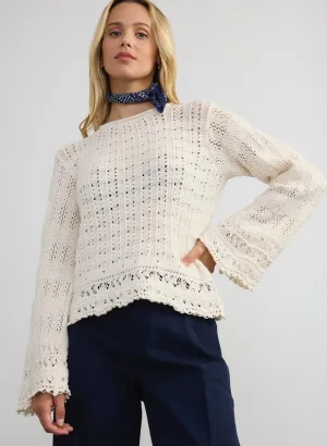 MARGARET O'LEARY-Bell Sleeve Po Ivory