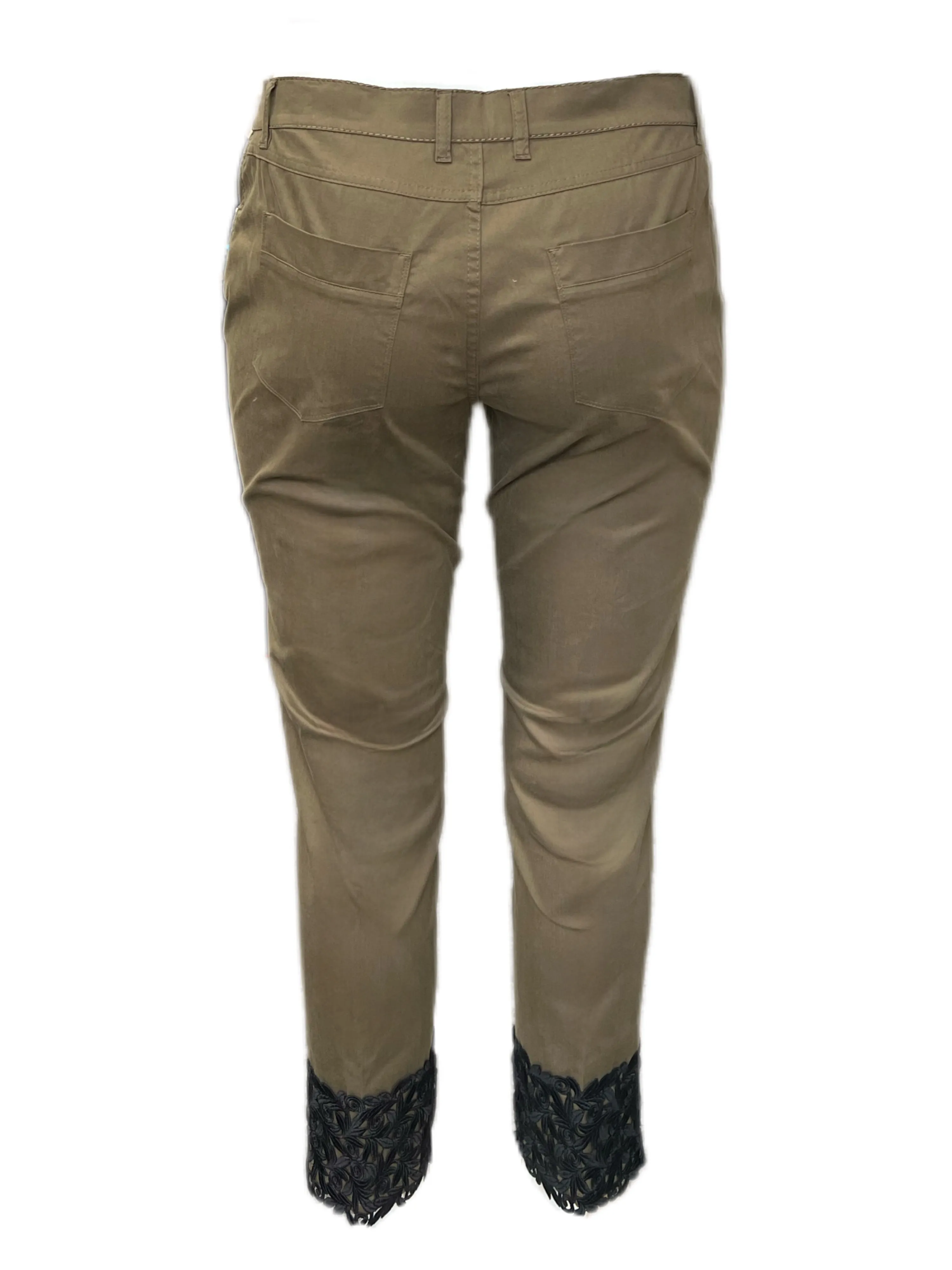 MARINA RINALDI Women's Khaki Olive Racconto Cropped Pants $345 NWT