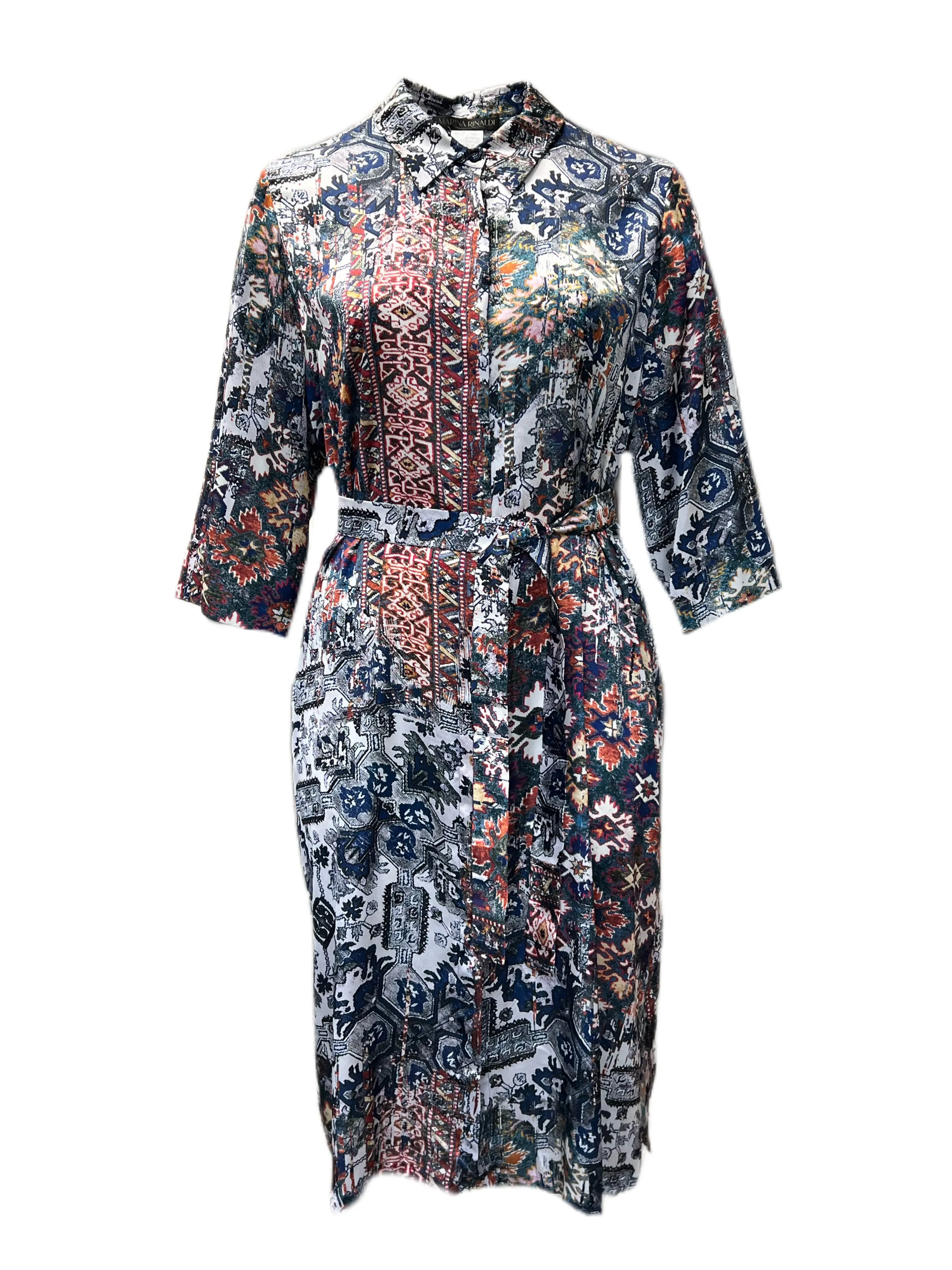 Marina Rinaldi Women's Multicoloured Davanti Shirt Dress Size 20W/29 NWT