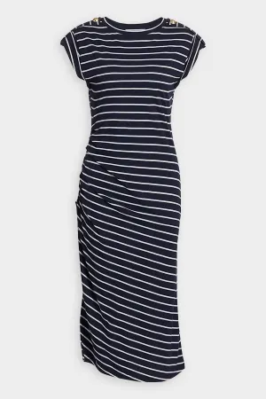 Marion Ruced T-Shirt Dress in Navy
